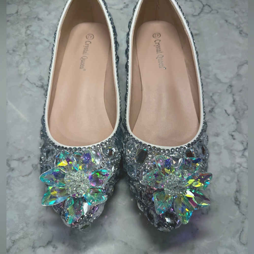 Custom made Crystal flats—- never worn